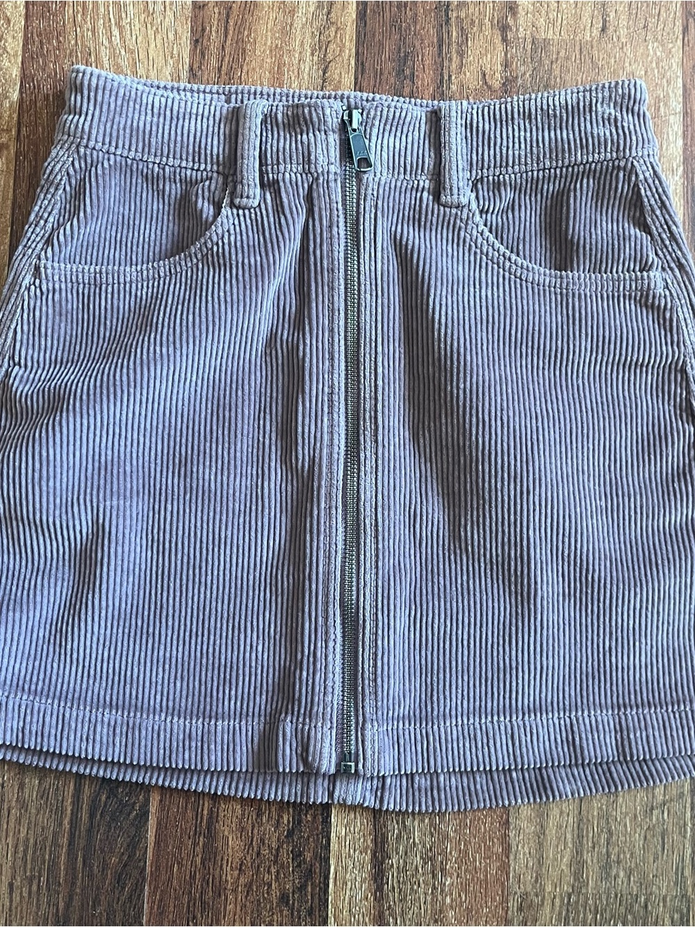 American Eagle Lavender Corduroy Zip-Front Mini Skirt